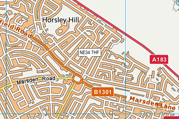 NE34 7HF map - OS VectorMap District (Ordnance Survey)