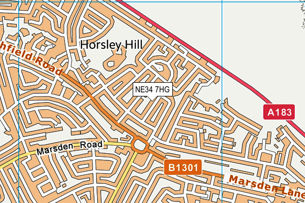 NE34 7HG map - OS VectorMap District (Ordnance Survey)