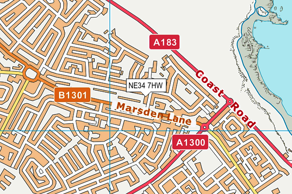 NE34 7HW map - OS VectorMap District (Ordnance Survey)