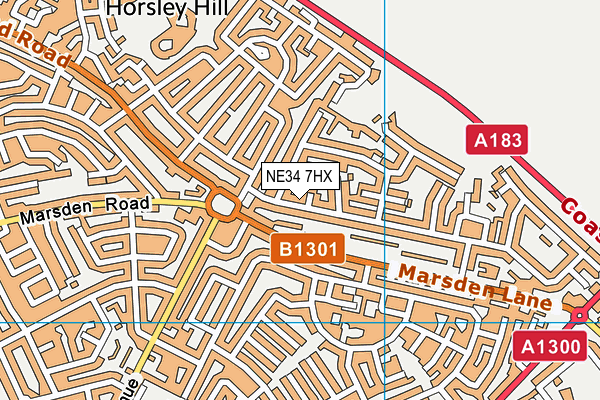 NE34 7HX map - OS VectorMap District (Ordnance Survey)