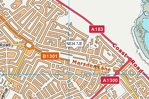 NE34 7JE map - OS VectorMap District (Ordnance Survey)