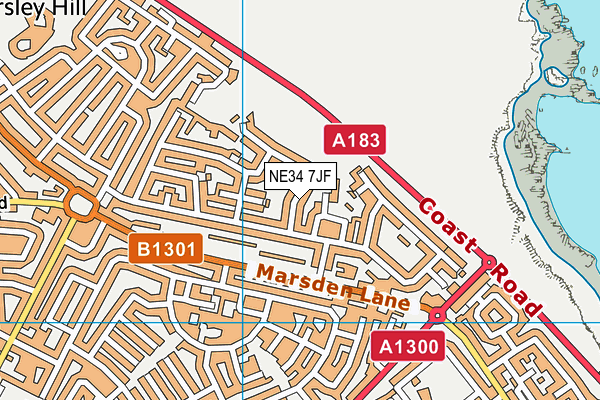 NE34 7JF map - OS VectorMap District (Ordnance Survey)