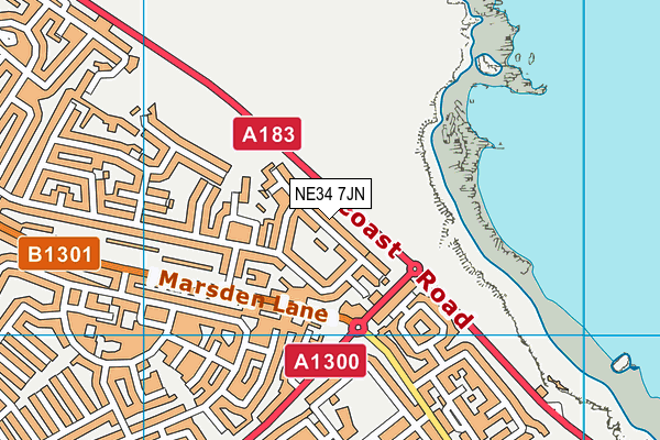 NE34 7JN map - OS VectorMap District (Ordnance Survey)