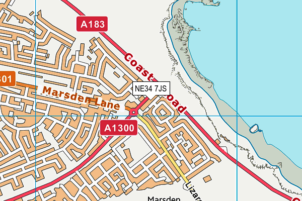 NE34 7JS map - OS VectorMap District (Ordnance Survey)