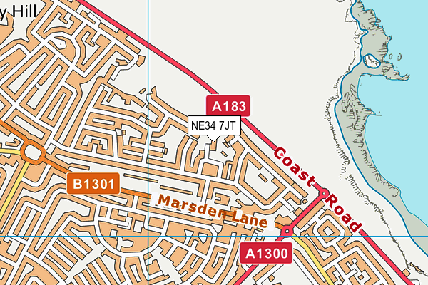 NE34 7JT map - OS VectorMap District (Ordnance Survey)