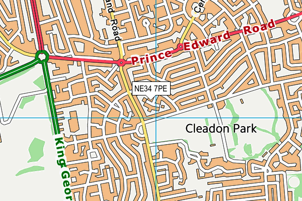 NE34 7PE map - OS VectorMap District (Ordnance Survey)