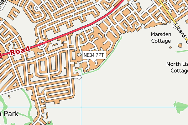 NE34 7PT map - OS VectorMap District (Ordnance Survey)