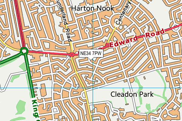 NE34 7PW map - OS VectorMap District (Ordnance Survey)