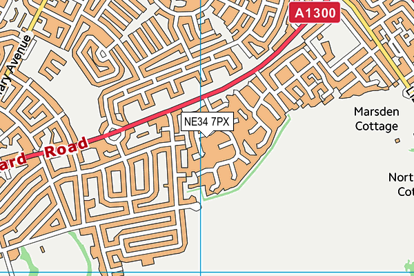 NE34 7PX map - OS VectorMap District (Ordnance Survey)