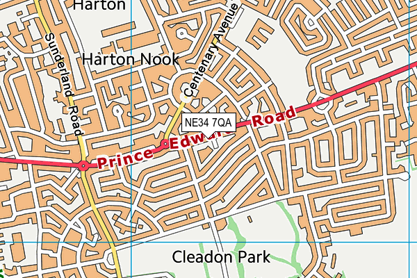 NE34 7QA map - OS VectorMap District (Ordnance Survey)