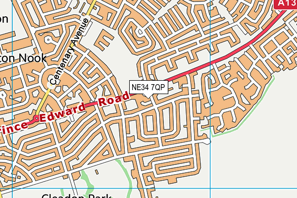 NE34 7QP map - OS VectorMap District (Ordnance Survey)