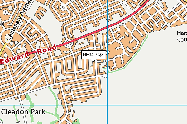 NE34 7QX map - OS VectorMap District (Ordnance Survey)
