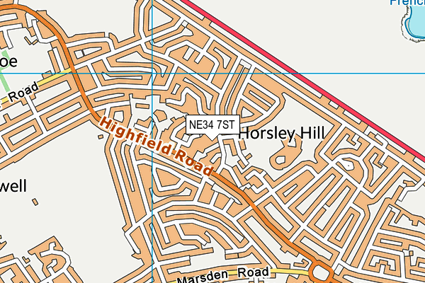 NE34 7ST map - OS VectorMap District (Ordnance Survey)