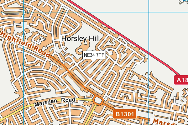 NE34 7TF map - OS VectorMap District (Ordnance Survey)