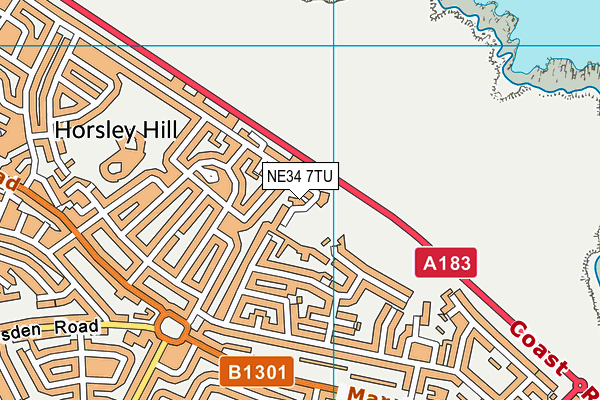 NE34 7TU map - OS VectorMap District (Ordnance Survey)