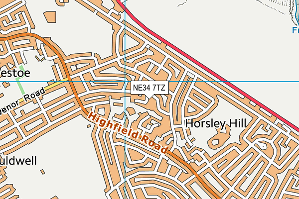 NE34 7TZ map - OS VectorMap District (Ordnance Survey)