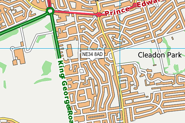 NE34 8AD map - OS VectorMap District (Ordnance Survey)