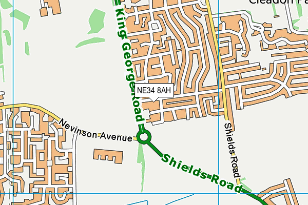 NE34 8AH map - OS VectorMap District (Ordnance Survey)