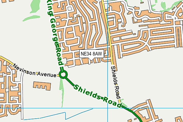 NE34 8AW map - OS VectorMap District (Ordnance Survey)