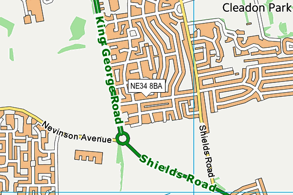 NE34 8BA map - OS VectorMap District (Ordnance Survey)