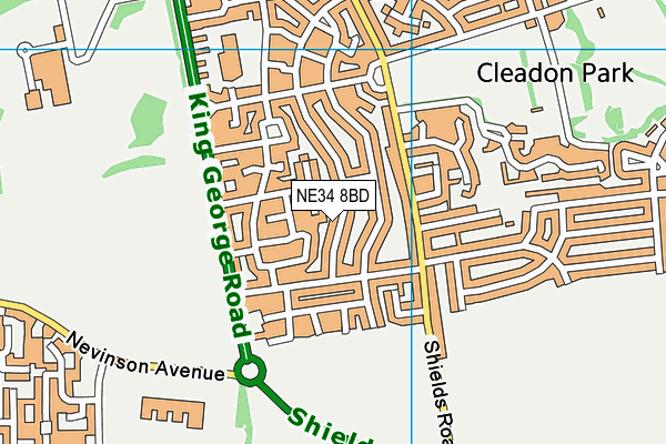 NE34 8BD map - OS VectorMap District (Ordnance Survey)