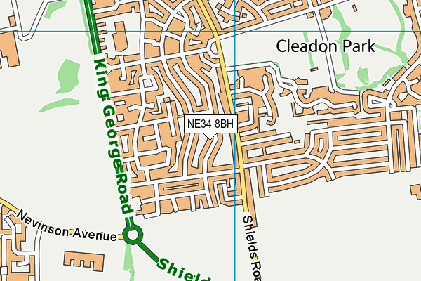 NE34 8BH map - OS VectorMap District (Ordnance Survey)