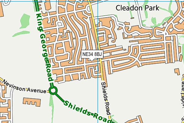 NE34 8BJ map - OS VectorMap District (Ordnance Survey)