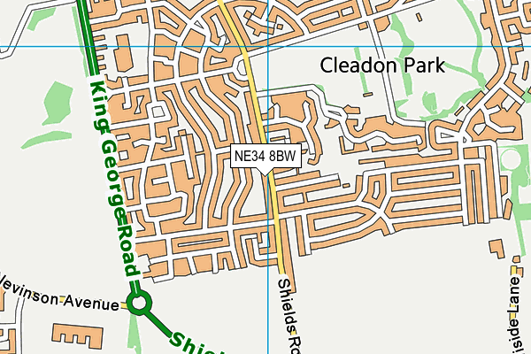 Cleadon Park Community Centre (Closed) map (NE34 8BW) - OS VectorMap District (Ordnance Survey)