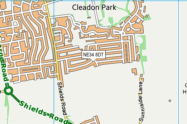 NE34 8DT map - OS VectorMap District (Ordnance Survey)