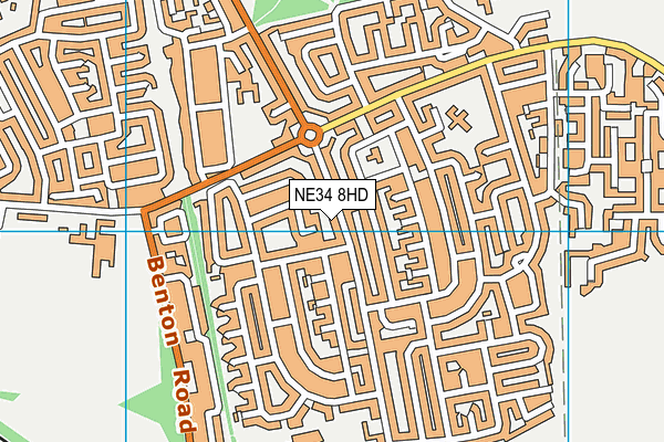 NE34 8HD map - OS VectorMap District (Ordnance Survey)