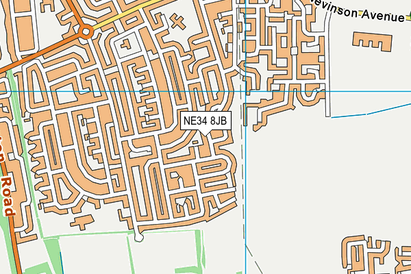 NE34 8JB map - OS VectorMap District (Ordnance Survey)
