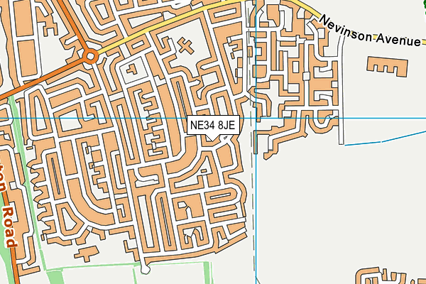 NE34 8JE map - OS VectorMap District (Ordnance Survey)