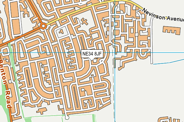 NE34 8JF map - OS VectorMap District (Ordnance Survey)