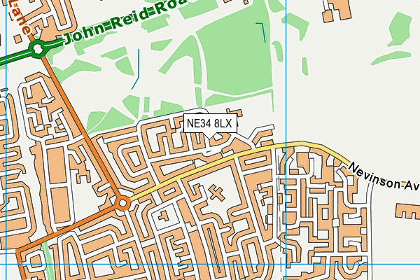 NE34 8LX map - OS VectorMap District (Ordnance Survey)