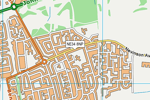 NE34 8NP map - OS VectorMap District (Ordnance Survey)