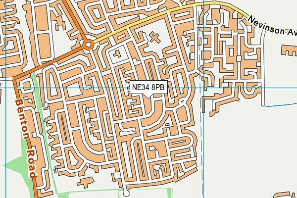 NE34 8PB map - OS VectorMap District (Ordnance Survey)