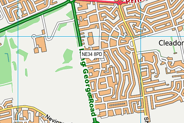 NE34 8PD map - OS VectorMap District (Ordnance Survey)