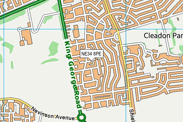 NE34 8PE map - OS VectorMap District (Ordnance Survey)