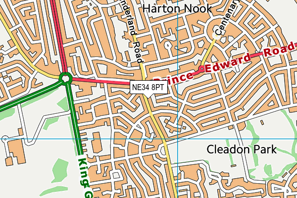 NE34 8PT map - OS VectorMap District (Ordnance Survey)