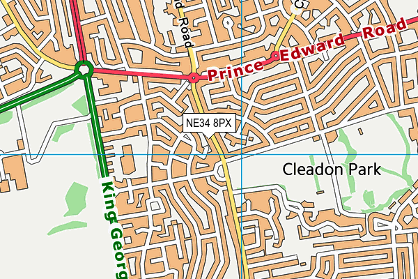 NE34 8PX map - OS VectorMap District (Ordnance Survey)