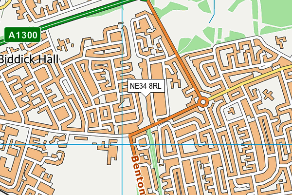 NE34 8RL map - OS VectorMap District (Ordnance Survey)