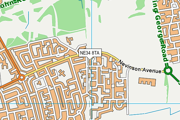 NE34 8TA map - OS VectorMap District (Ordnance Survey)