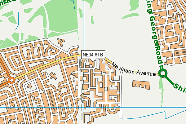 NE34 8TB map - OS VectorMap District (Ordnance Survey)