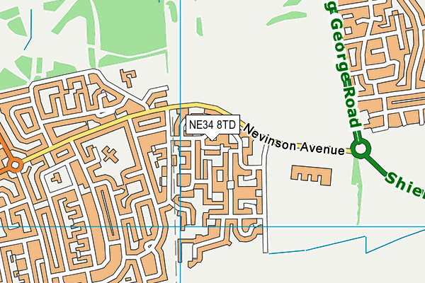 NE34 8TD map - OS VectorMap District (Ordnance Survey)