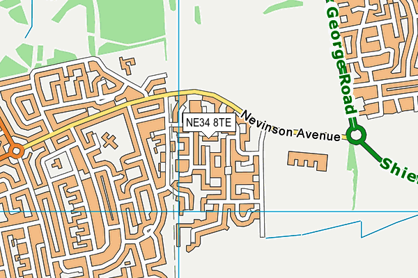 NE34 8TE map - OS VectorMap District (Ordnance Survey)