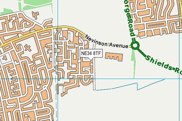 NE34 8TF map - OS VectorMap District (Ordnance Survey)