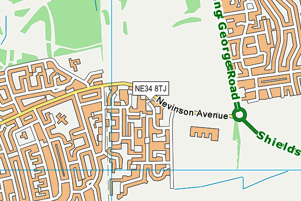 NE34 8TJ map - OS VectorMap District (Ordnance Survey)