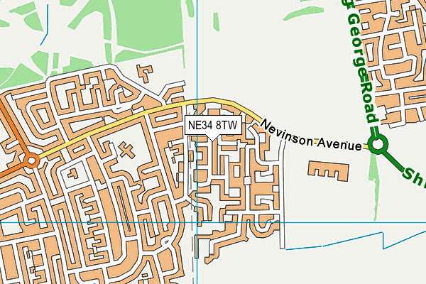 NE34 8TW map - OS VectorMap District (Ordnance Survey)