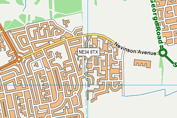 NE34 8TX map - OS VectorMap District (Ordnance Survey)