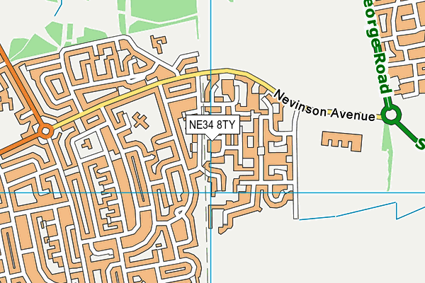 NE34 8TY map - OS VectorMap District (Ordnance Survey)